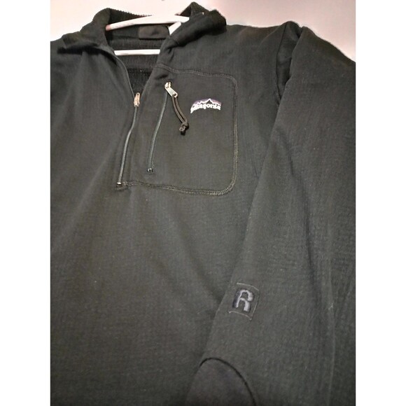 Patagonia Women's Medium 1/4 Zip Waffle Knit Polartec Jacket Black Zip - Picture 3 of 9